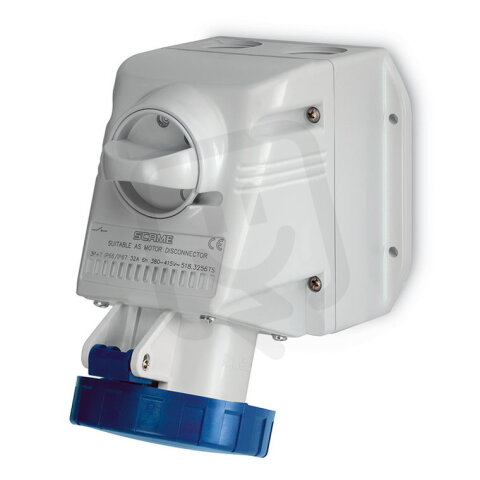 Nástěnná zásuvka s vypínačem SCAME OPTIMA šikmý box 3P+N+E 32A 6h/380-400V IP67