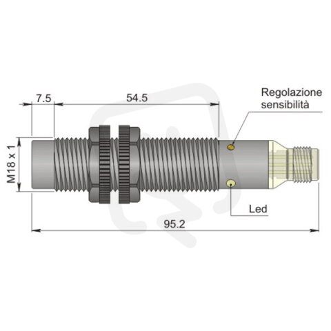 Kapacitní senzor d18 mm AECO SC18SP-CE10 PNP NO+NC H