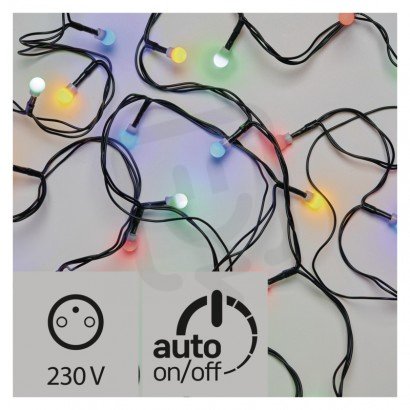 LED vánoční řetěz - kuličky, 8m, multicolor, časovač
