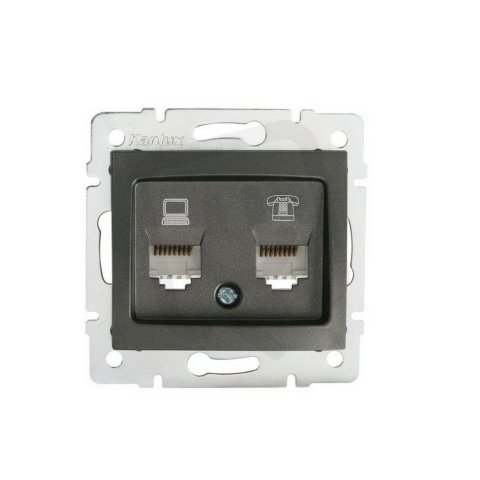 Zásuvka datová-telefonní DOMO RJ45Cat 5e+RJ11 grafit 24934 Kanlux