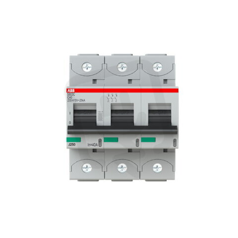 S803C-C40 jistič 3P char. C 40A s klecovou svorkou Icu 25kA ABB 2CCS883001R0404