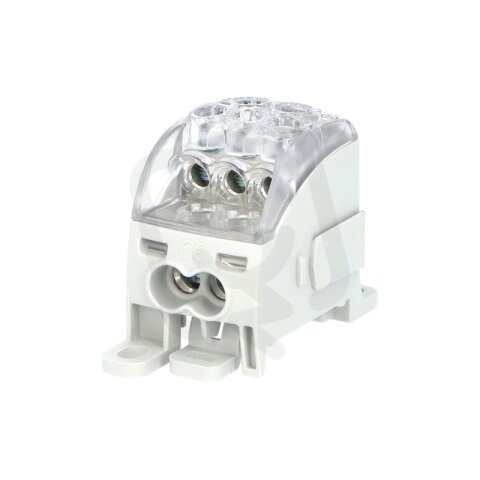 Blok pro rozdělení fází PDB 160 (PVB 100) 1pól. 160A 690V šedý/průhl.víko na DIN