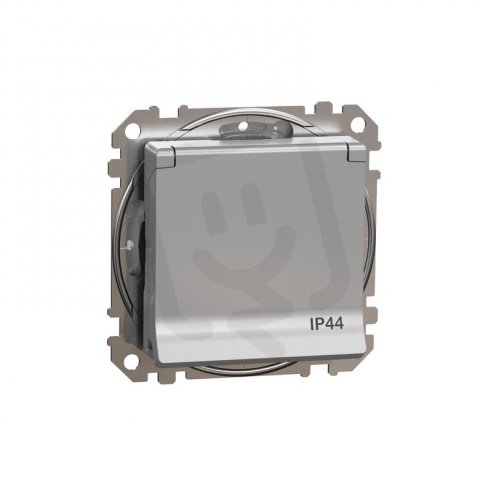 Sedna D/E Zásuvka 230V 16A IP44 bezšroubová, Aluminium SCHNEIDER SDD213014