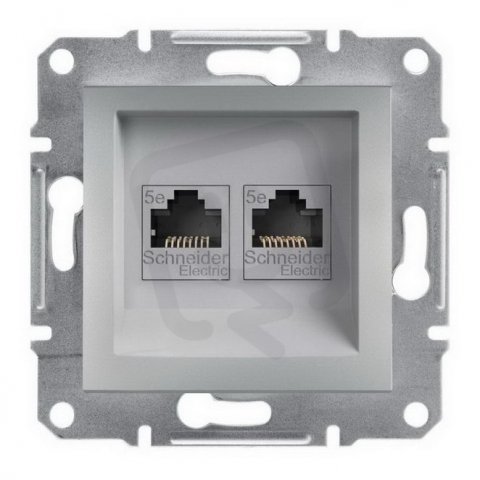 Asfora Zásuvka datová 2xRJ45, kat.5e UTP, alu SCHNEIDER EPH4400161