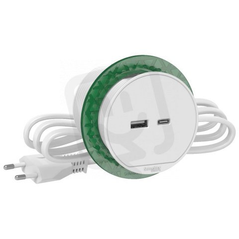 Unica System+ Stolní box XS s USB A/C 3.1A zápustný Bílá SCHNEIDER INS44008
