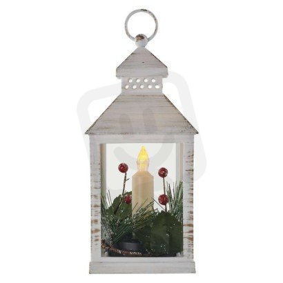 LED dekorace vánoční lucerna se svíčkou, 23 cm, 3x AAA, vnitřní, vintage