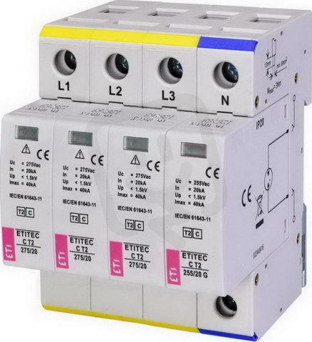 Svodič přepětí  ETITEC C T2 275/20 3+1 síť TT ETI 002440403