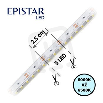 LED pásek 120LED/m 3528 IP67 6000-6500 K bílá 12V 3D 5m FK TECHNICS 4737958-60