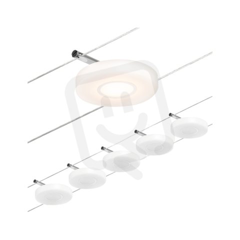 LED lankový systém DiscLED základní sada 5x4,5W 3000K 230/12V matný chrom/chrom