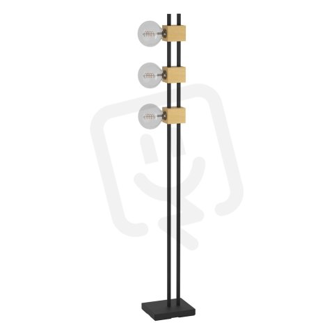Stojací svítidlo LEVANTARA 3xE27 černá/dřevo 120W IP20 EGLO 390194