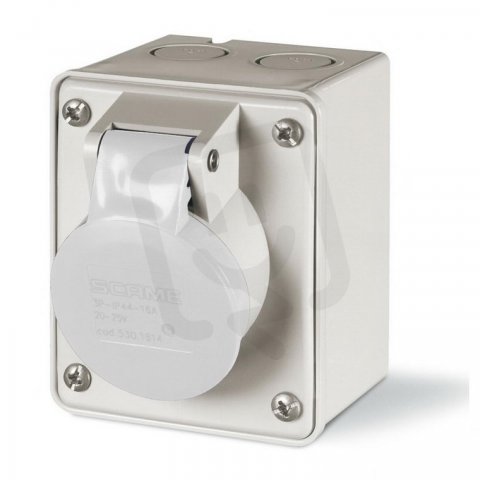 Nástěnná zásuvka IEC309 do 50V, rovný box 2P, 16A, 40-50 V, IP44 SCAME 530.1611