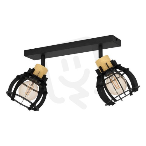 Bodové svítidlo STILLINGTON 1 2xE27 černá/dřevo 2X40W IP20 EGLO 43927