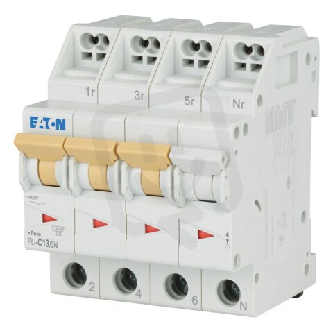 PLI-C13/3N Jistič PLI (bezšroubové svorky nahoře) char C 3+N-pólový 10kA 13A