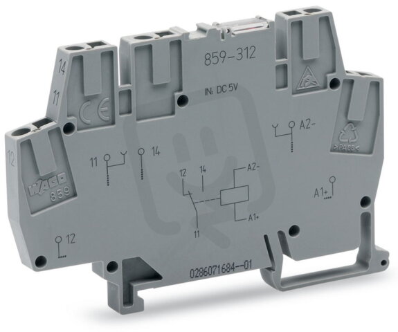 Reléový modul vstupní jmenovité napětí DC 5 V 1 přepínací kontakt WAGO 859-312