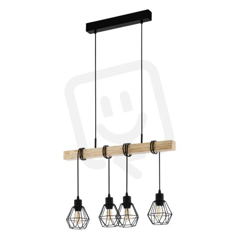 Závěsné svítidlo TOWNSHEND 5 černá/dub 4X60W IP20 EGLO 44075