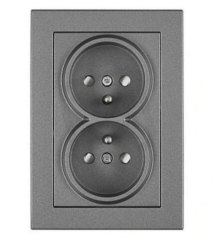 Zásuvka UTE PL dvojitá zrcadlová, šroubové svorky, antracit SCHRACK EV111361--