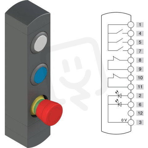 Ovládací jednotka BN 3 prvky (konfigurace B02) Konektor M12,12 pólů, IP65