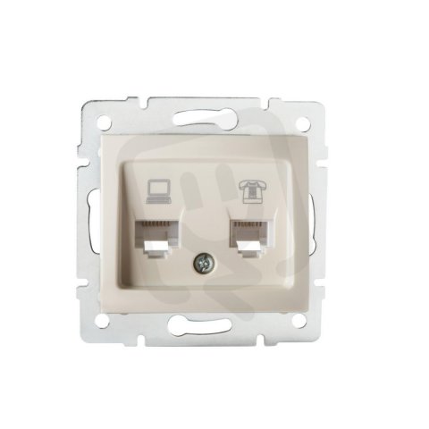 Zásuvka datová-telefonní DOMO RJ45Cat 5e+RJ11 krémová 24816 Kanlux