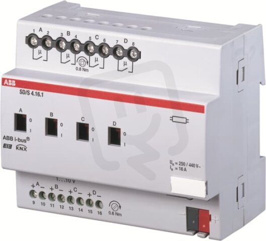 ABB KNX Spínací a stmívací akční člen řadový 16 A 4násobný SD/S4.16.1