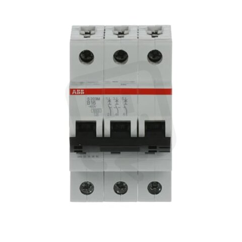 S203M-B16 3 fázový jistič 16 A char. B 10kA ABB 2CDS273001R0165