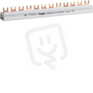 Hřebenová přípojnice 4P, 63A, 10mm2/12mod. k propojení 3 ks 4p přístrojů KDN463A