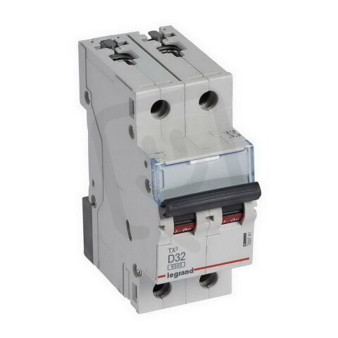 TX3 JISTIČ, 2 PÓLOVÝ, CHAR. D, 32A 6000A LEGRAND 403741
