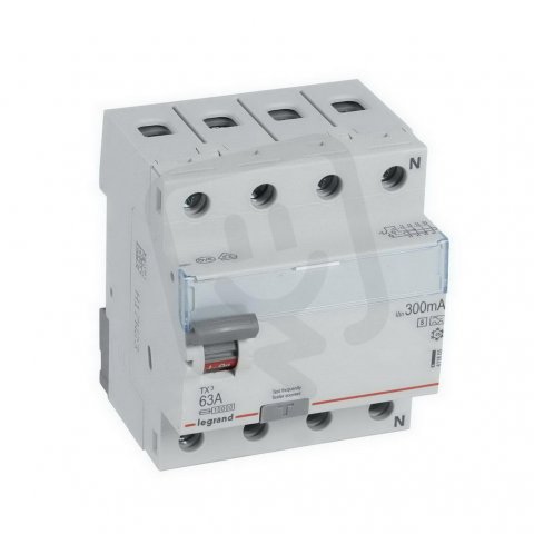 TX3 PROUDOVÝ CHRÁNIČ, 4 PÓLOVÝ, 63A 300MA, TYP A-S LEGRAND 411805