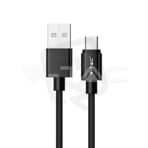 1M Micro USB Cable 2.4A Braided cable, Platinum series, black color, VT-5332