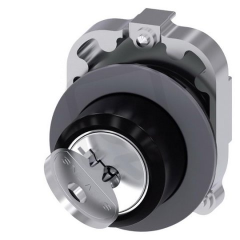 klíčový spínač RONIS, 30 mm, kulatý, kov, matné provedení, vytažení klíče O