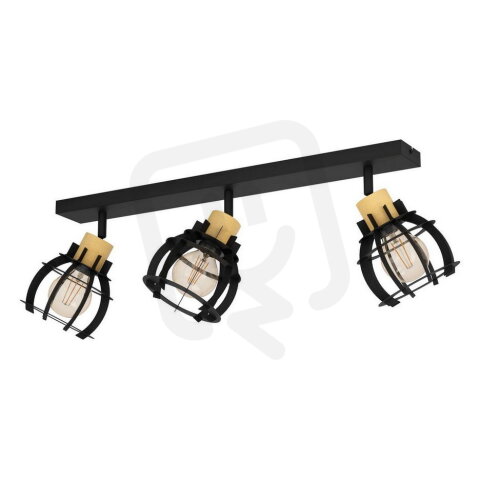 Bodové svítidlo STILLINGTON 1 3xE27 černá/dřevo 3X40W IP20 EGLO 43928