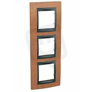 Schneider MGU66.006V.2M2 Krycí rámeček Top trojnásobný vert., Cherry/grafit