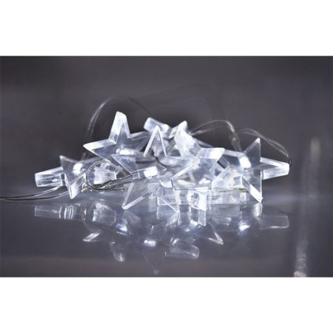 LED vánoční řetěz, hvězdy, 1,5m, 10 LED, 2 x AA, bílé světlo SOLIGHT 1V52-W