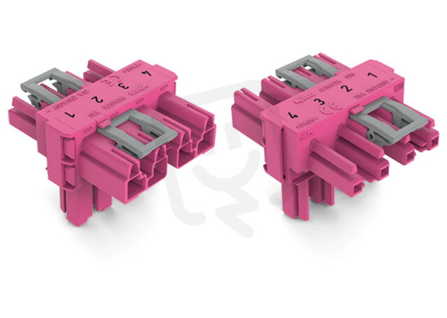 T-rozdělovač 4pól. Kód. B Růžová WAGO 770-1633