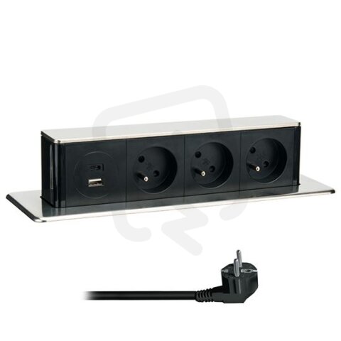 3z + USB A+C 20W PD výsuvný blok zásuvek