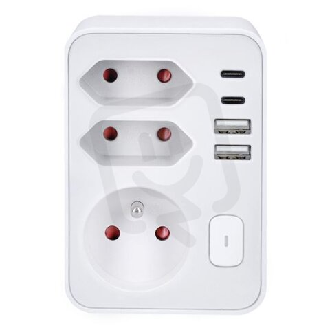 Rozbočka, 1x 16A + 2x 2,5A, 2xUSB A+C, b