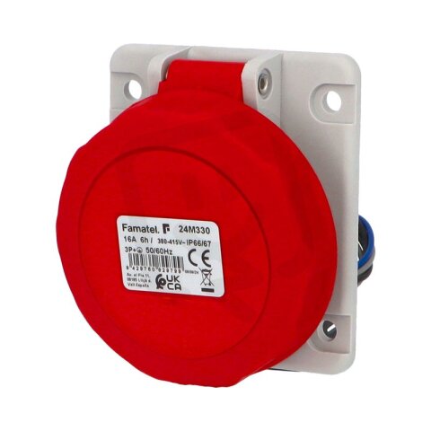Zásuvka vestavná 24M330 IP66-67/400V/16A/4P 6h, šikmá 10°, mikrospínač SpeedPRO