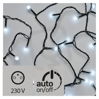 LED vánoční řetěz - kuličky, 48m, studená bílá, časovač