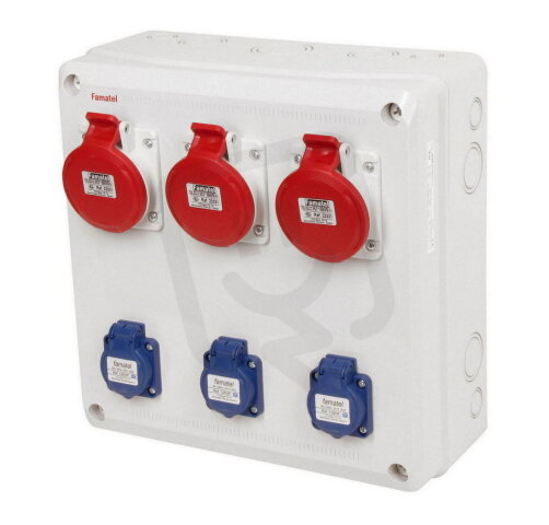 Zásuvková krabice AcquaBOX 307089 IP54 3x230V s ochr. kolíkem, 3x400V/16A/5