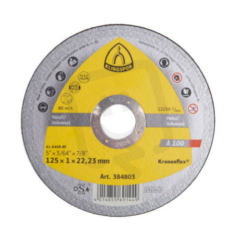 Kotouč řezný A 100 125x1x22,2 mm KLINGSPOR KLI384803