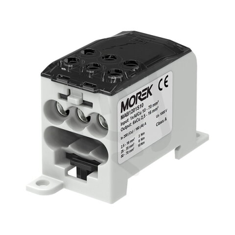 Distribuční blok OJL 200A, vstup 1xAl/Cu70mm2, výstup 6x16mm2 šedý