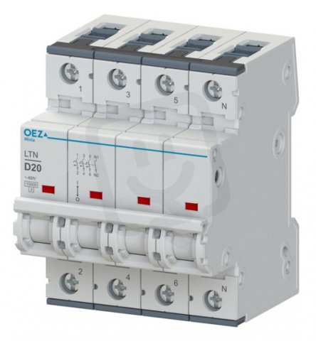 LTN-2C-3N Jistič In 2A,Ue AC 230/400V/DC 216V, ch.C, 3+N-pól, 10 kA OEZ:43227