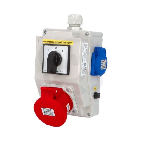 Zásuvková krabice se spínačem I-0-II IP44 1x400V/16A/5 2x230V/16A SB320