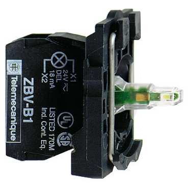 Schneider ZB5AVBG3 Polosestava objímky, 24...120 V AC/DC, zelená
