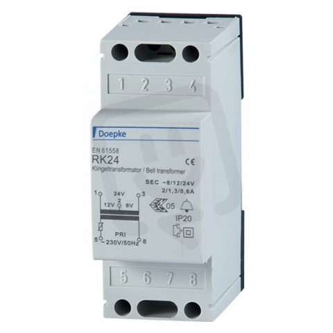 Zvonkový transformátor RK 24 RK 24, 2 A/1,3 A/0,6 A, 8V/12V/24V DOEPKE 09980654