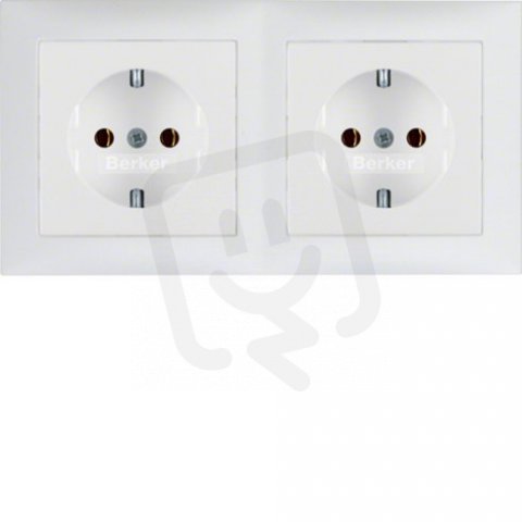 Kombinace dvou zásuvek SCHUKO s rámečkem, vodorovná, S.1/B.x, bílá mat 47209909