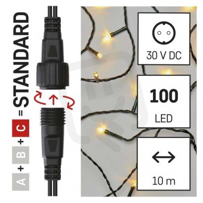 Standard LED spojovací vánoční řetěz, 5 m, venkovní i vnitřní, teplá bílá D1AW02