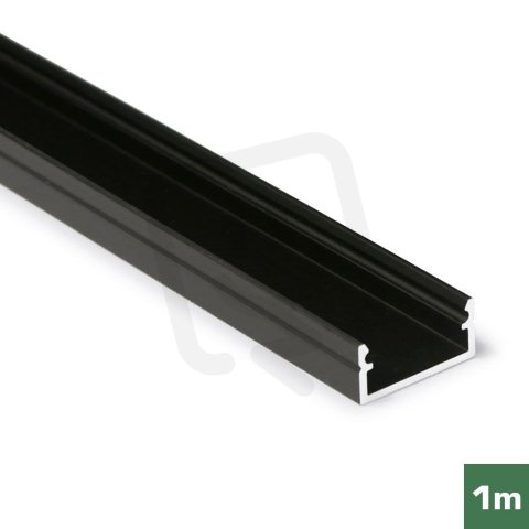 AL profil FKU13 J/S pro LED, bez plexi, 1m, černý elox FK TECHNICS 4739302