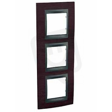Schneider MGU66.006V.2M3 Krycí rámeček Top trojnásobný vert., Wenge/grafit