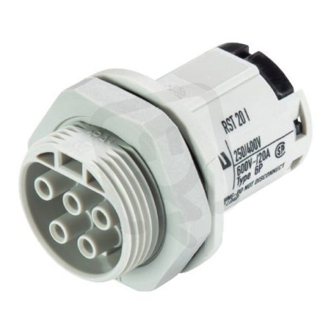 zásuvka vestavná gesis RST, 5-pól, M25, lisovací kontakty, šedá