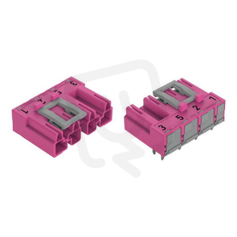 Konektor na desky plošných spojů, úhlové, 4pól., Růžová